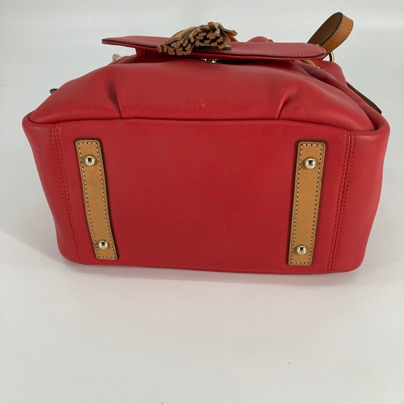 Dooney & Bourke, large, red, brown leather shoulder bag - Picture 7 of 16